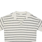 MAX STUDIO Womens White Black Striped Polo Top Short Sleeve Collared XL Cotton