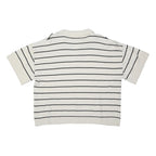 MAX STUDIO Womens White Black Striped Polo Top Short Sleeve Collared XL Cotton