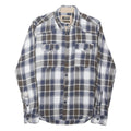 JACK & JONES Mens Blue Brown Check Shirt M Cotton Blend Long Sleeve Button Front