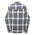 JACK & JONES Mens Blue Brown Check Shirt M Cotton Blend Long Sleeve Button Front