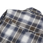 JACK & JONES Mens Blue Brown Check Shirt M Cotton Blend Long Sleeve Button Front