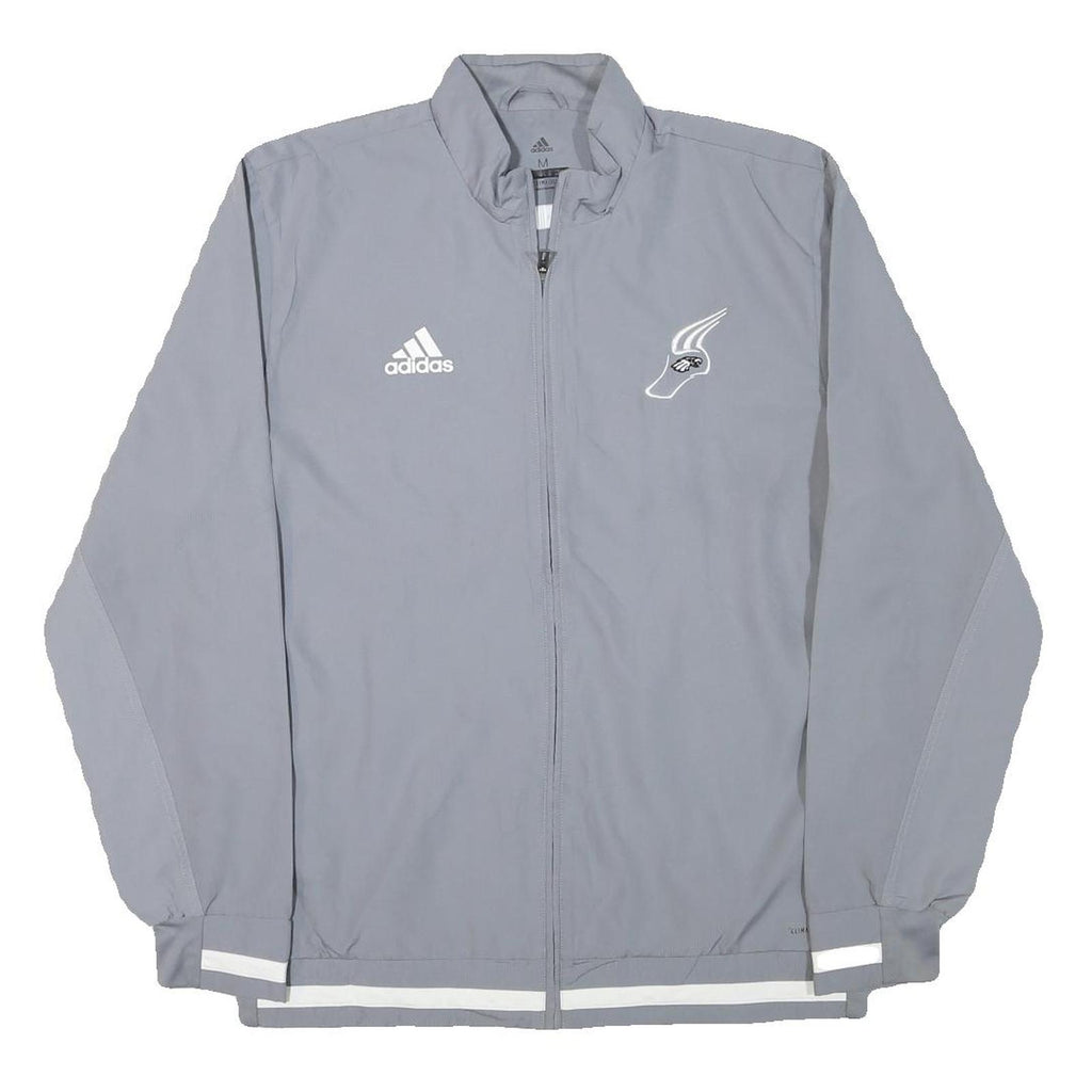 ADIDAS Mens Grey Polyester Blend Track Jacket M Zip Plain Athletic Sportswear