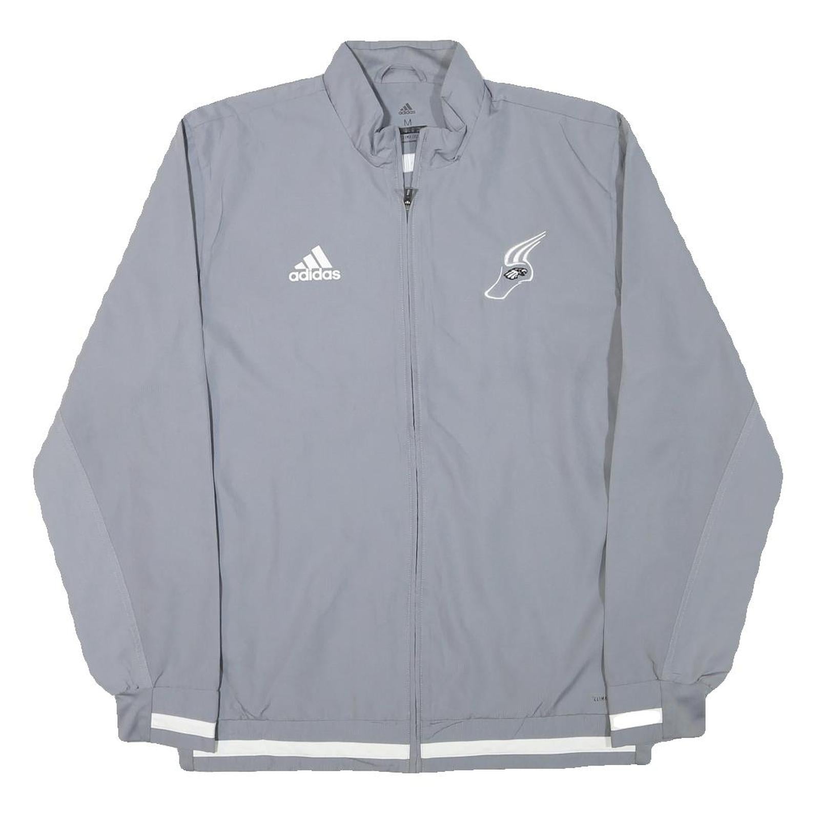 ADIDAS Mens Grey Polyester Blend Track Jacket M Zip Plain Athletic Sportswear