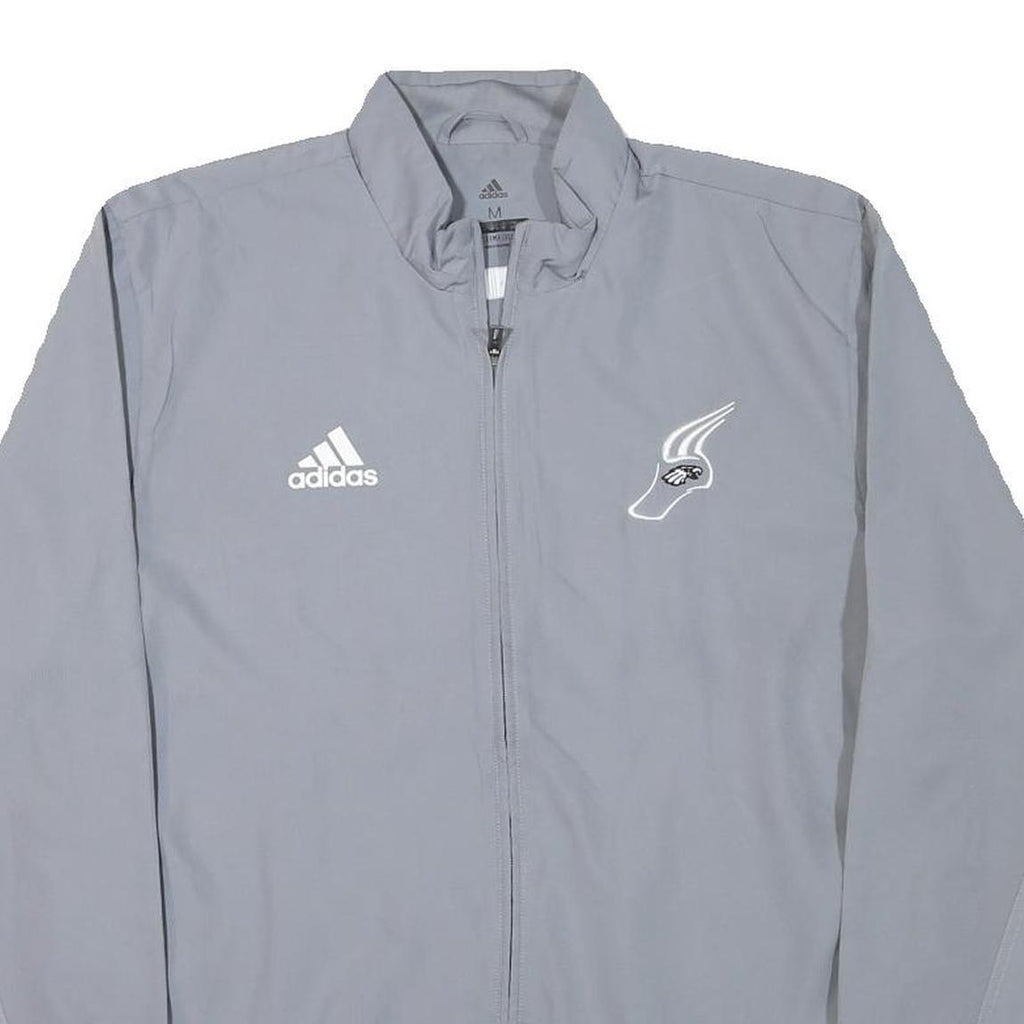 ADIDAS Mens Grey Polyester Blend Track Jacket M Zip Plain Athletic Sportswear