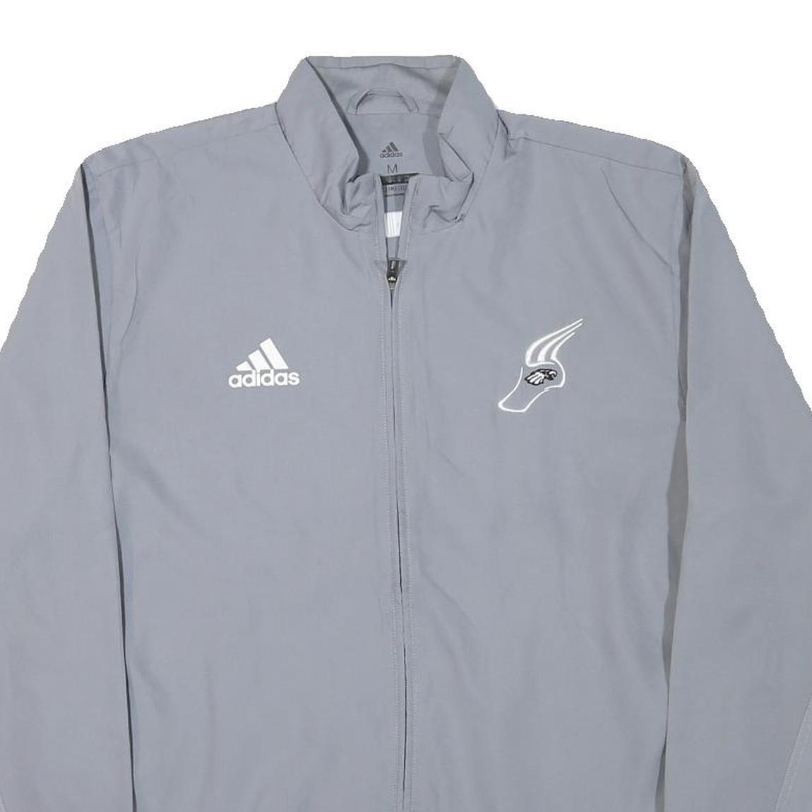 ADIDAS Mens Grey Polyester Blend Track Jacket M Zip Plain Athletic Sportswear