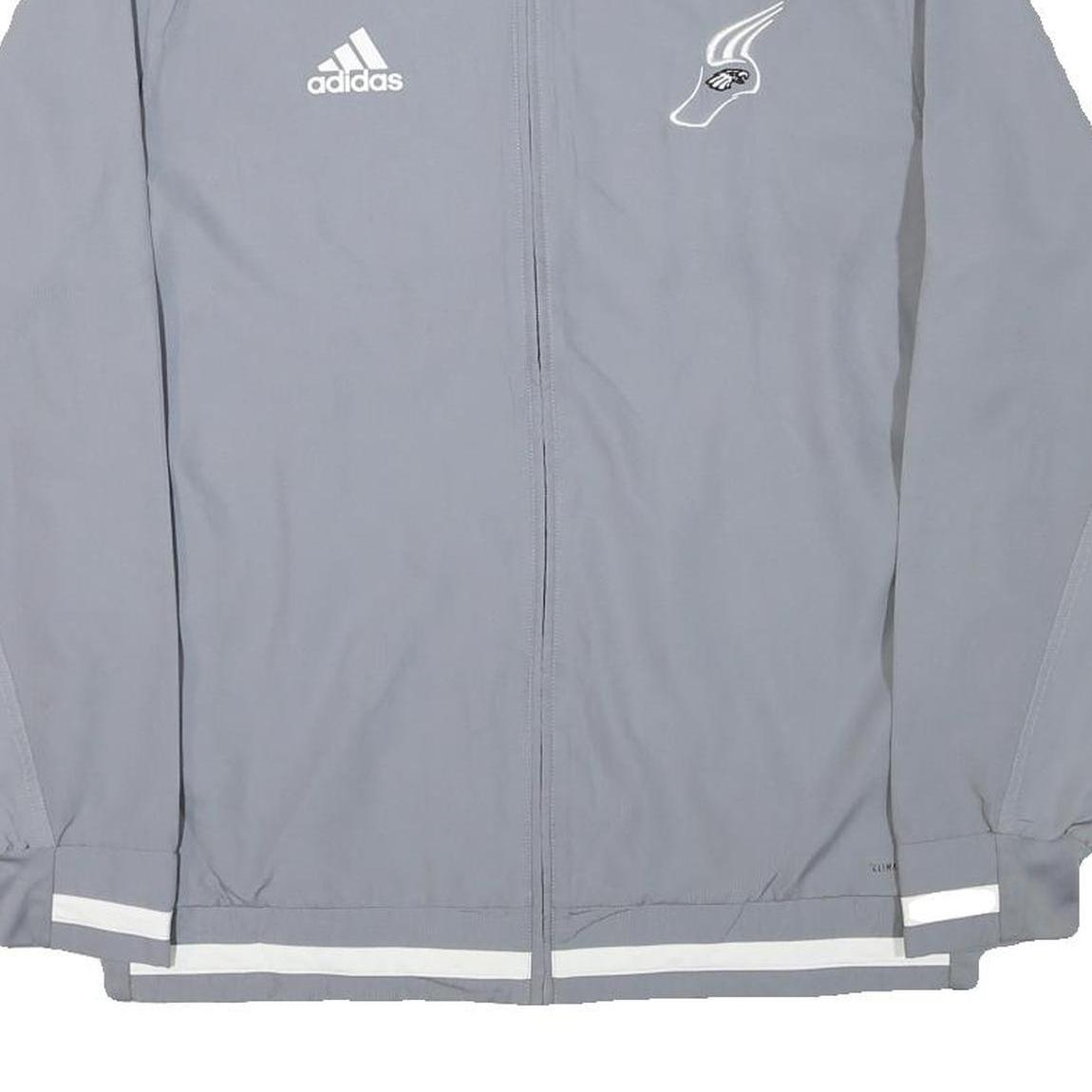 ADIDAS Mens Grey Polyester Blend Track Jacket M Zip Plain Athletic Sportswear