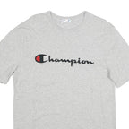 CHAMPION Mens Grey Graphic T-Shirt L Short Sleeve Crew Neck Cotton Casual