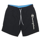 CHAMPION Mens Black Casual Shorts S W28 Champion Script Logo Drawstring