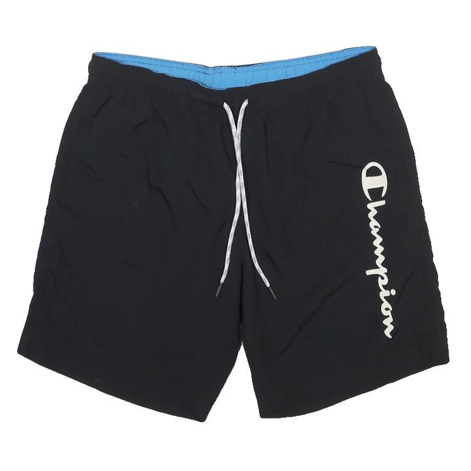 CHAMPION Mens Black Casual Shorts S W28 Champion Script Logo Drawstring