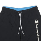 CHAMPION Mens Black Casual Shorts S W28 Champion Script Logo Drawstring