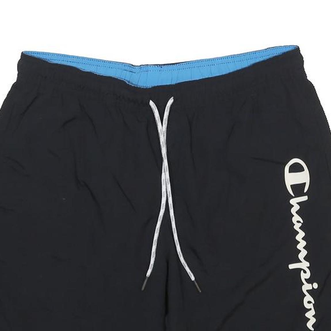 CHAMPION Mens Black Casual Shorts S W28 Champion Script Logo Drawstring