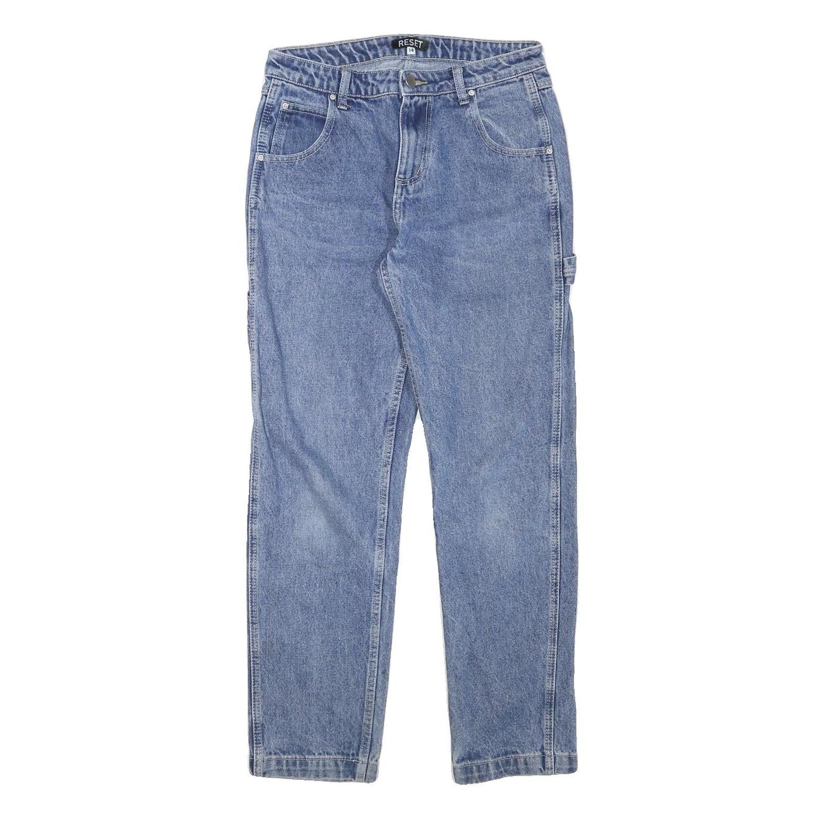 RESET Womens Regular Fit Denim Blue Jeans W28 L27 Practical Pockets Zip Closure