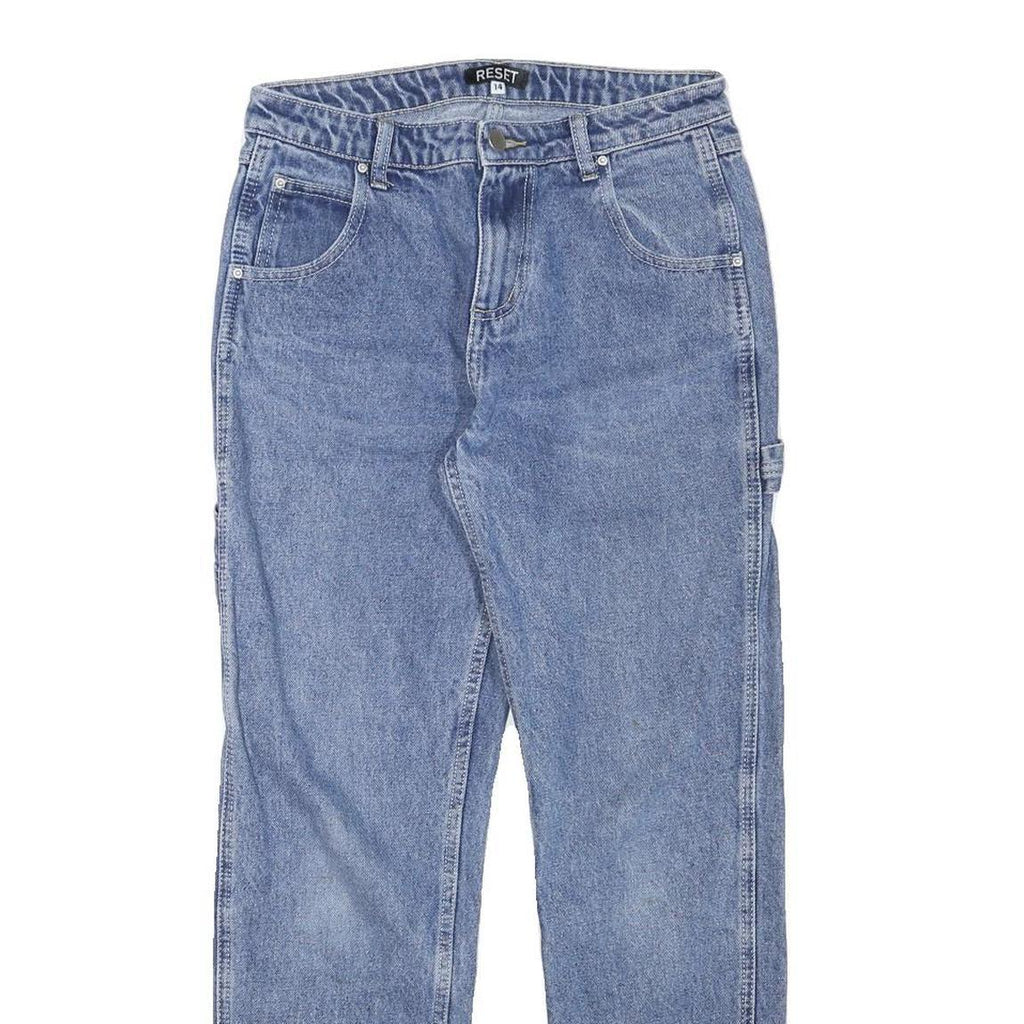 RESET Womens Regular Fit Denim Blue Jeans W28 L27 Practical Pockets Zip Closure