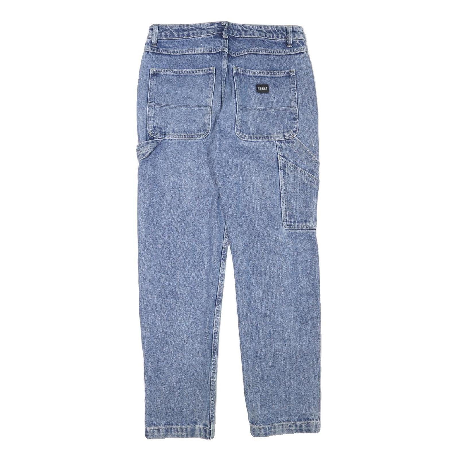 RESET Womens Regular Fit Denim Blue Jeans W28 L27 Practical Pockets Zip Closure