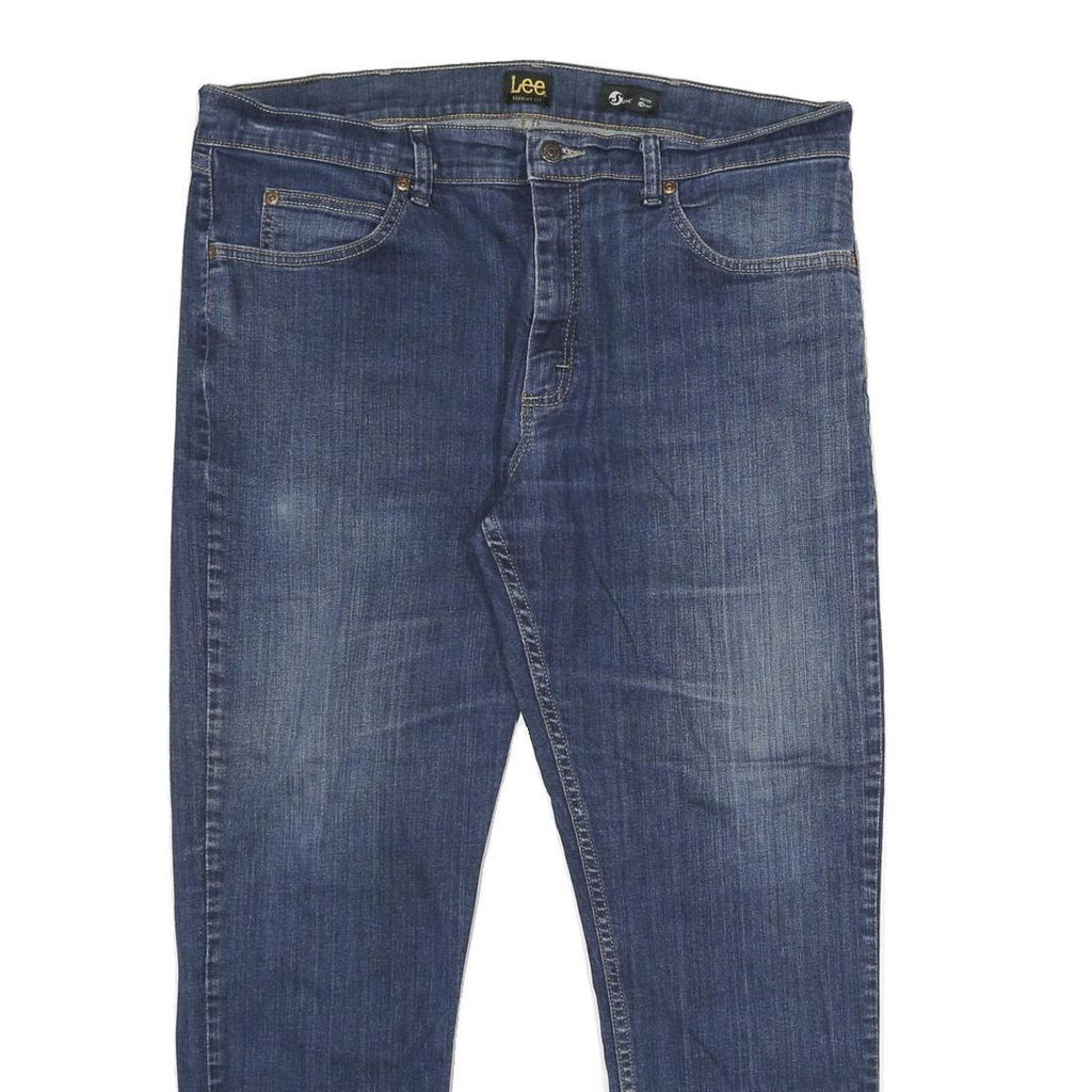 LEE Mens Jeans Blue Regular Straight Denim Medium W38 L29 Classic Fit Zip