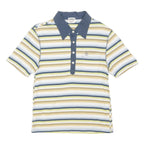 ORIGINAL PENGUIN Mens Blue & Beige Striped Short Sleeve Polo Shirt S Cotton