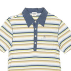 ORIGINAL PENGUIN Mens Blue & Beige Striped Short Sleeve Polo Shirt S Cotton