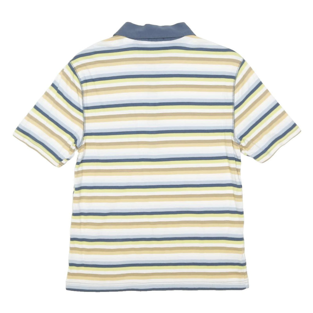 ORIGINAL PENGUIN Mens Blue & Beige Striped Short Sleeve Polo Shirt S Cotton