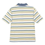 ORIGINAL PENGUIN Mens Blue & Beige Striped Short Sleeve Polo Shirt S Cotton