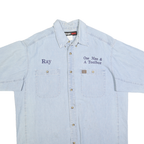 WRANGLER Mens Blue Workwear Shirt XL Embroidered Buttons Casual Cotton Blend