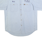 WRANGLER Mens Blue Workwear Shirt XL Embroidered Buttons Casual Cotton Blend