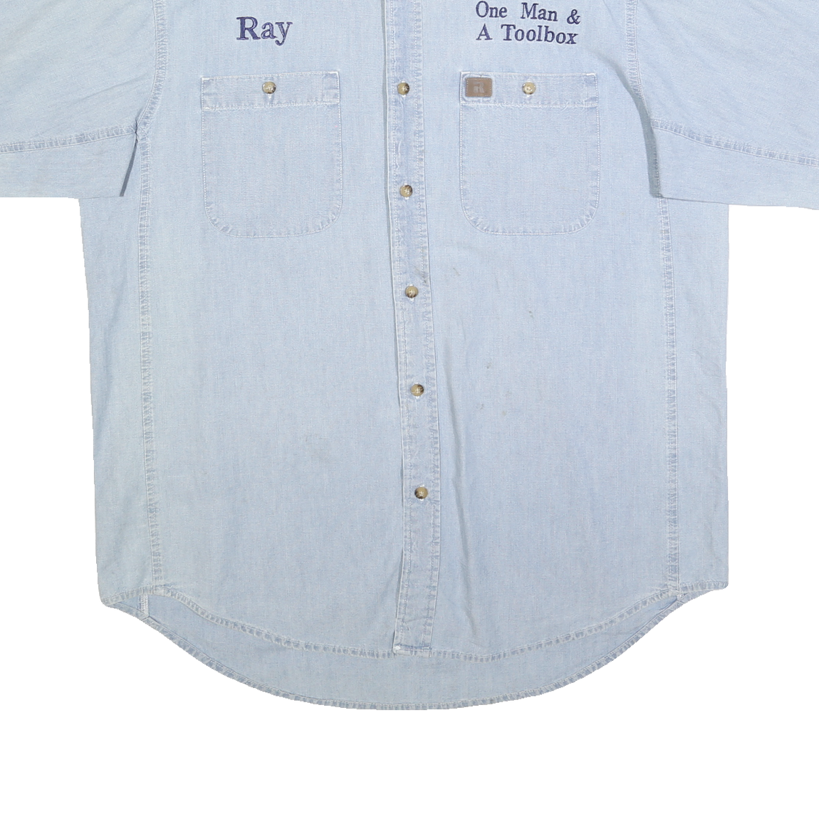 WRANGLER Mens Blue Workwear Shirt XL Embroidered Buttons Casual Cotton Blend