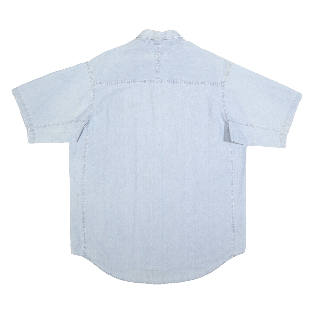 WRANGLER Mens Blue Workwear Shirt XL Embroidered Buttons Casual Cotton Blend