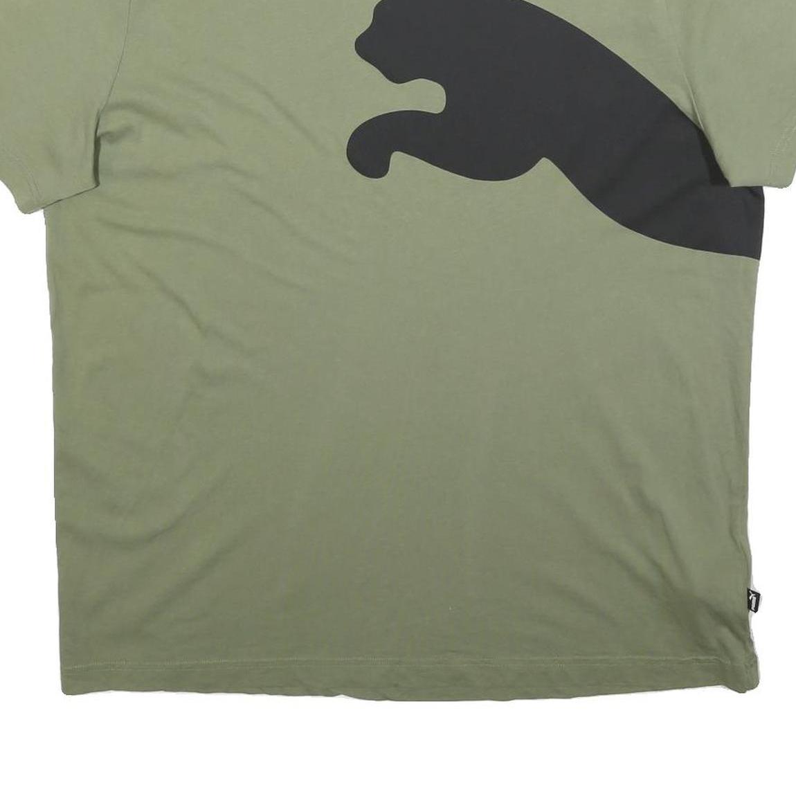 PUMA Mens Green Black Graphic T-Shirt XL Short Sleeve Crew Neck Sport Casual