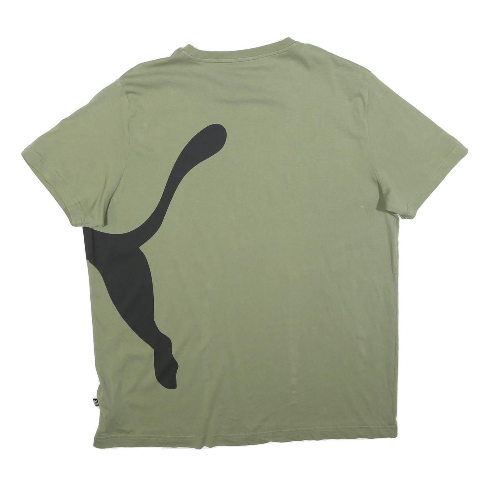 PUMA Mens Green Black Graphic T-Shirt XL Short Sleeve Crew Neck Sport Casual