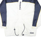 REEBOK Mens White & Navy Blue Zip Jacket S Polyester Blend Sportswear Casual