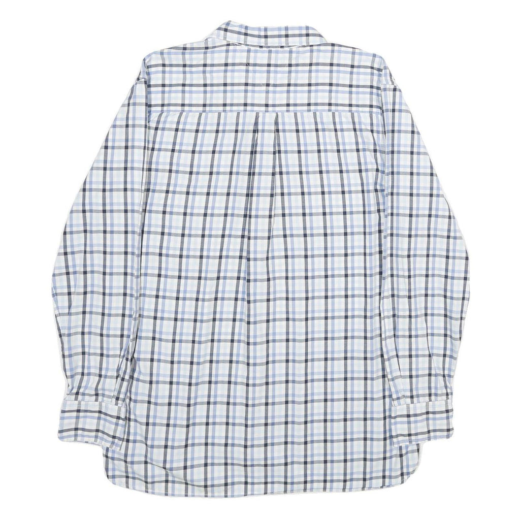TOMMY HILFIGER Mens White Blue Check Shirt XL Button-Down Collar Long Sleeve