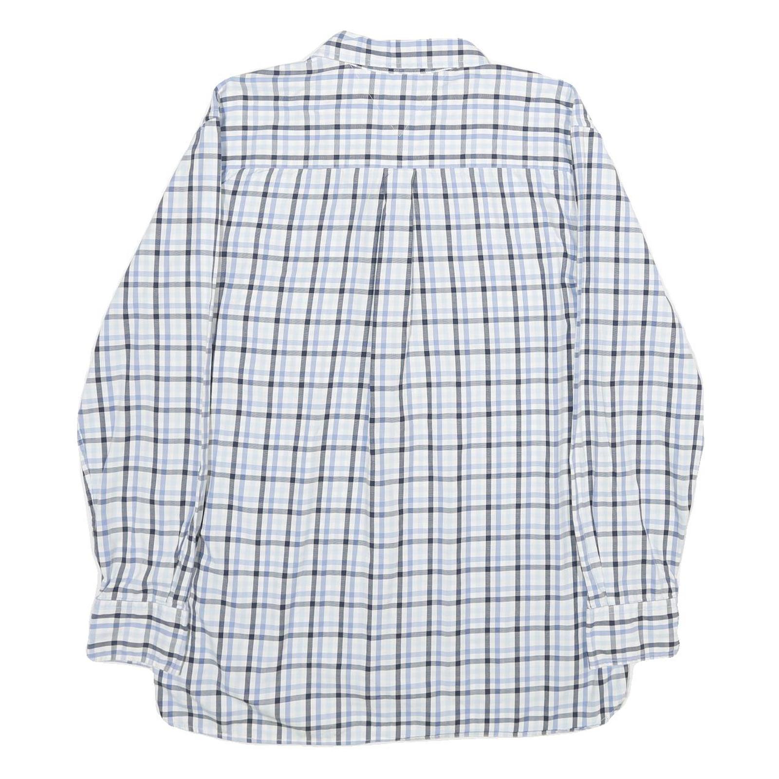 TOMMY HILFIGER Mens White Blue Check Shirt XL Button-Down Collar Long Sleeve