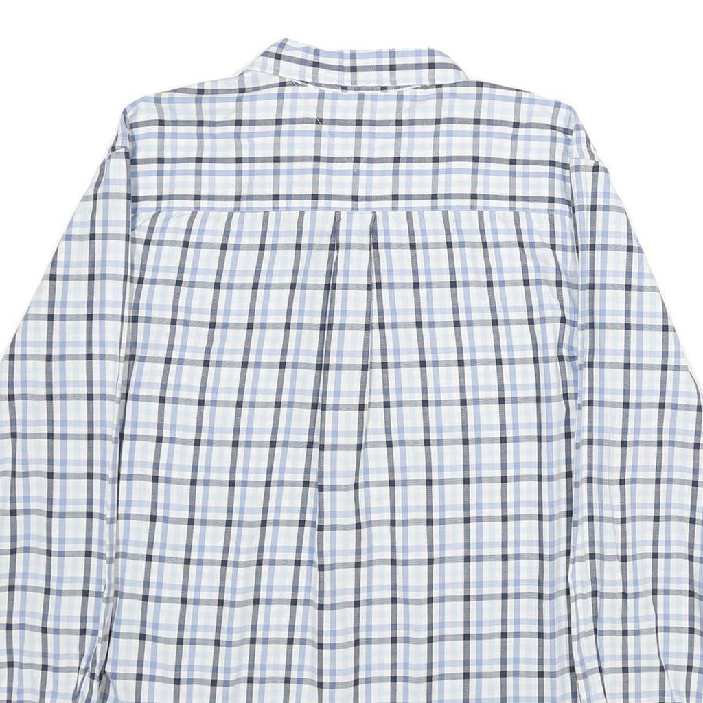 TOMMY HILFIGER Mens White Blue Check Shirt XL Button-Down Collar Long Sleeve