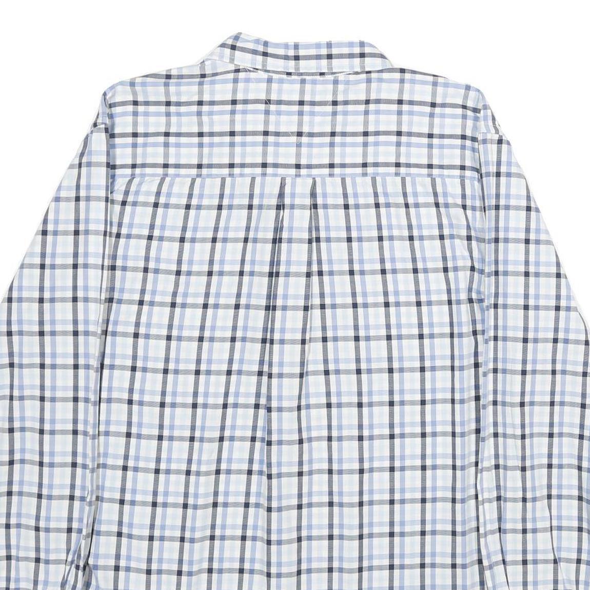 TOMMY HILFIGER Mens White Blue Check Shirt XL Button-Down Collar Long Sleeve