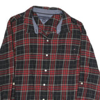 TOMMY HILFIGER Womens Black & Red Check Shirt L Cotton Blend Casual Long Sleeve