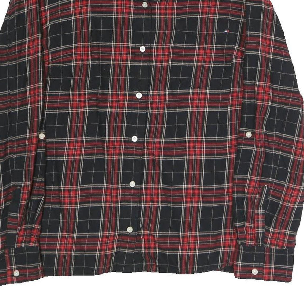 TOMMY HILFIGER Womens Black & Red Check Shirt L Cotton Blend Casual Long Sleeve