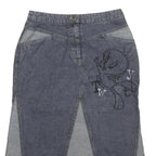 LOONEY TUNES Womens Blue & Grey Denim Panelled Midi Cotton Skirt L Character