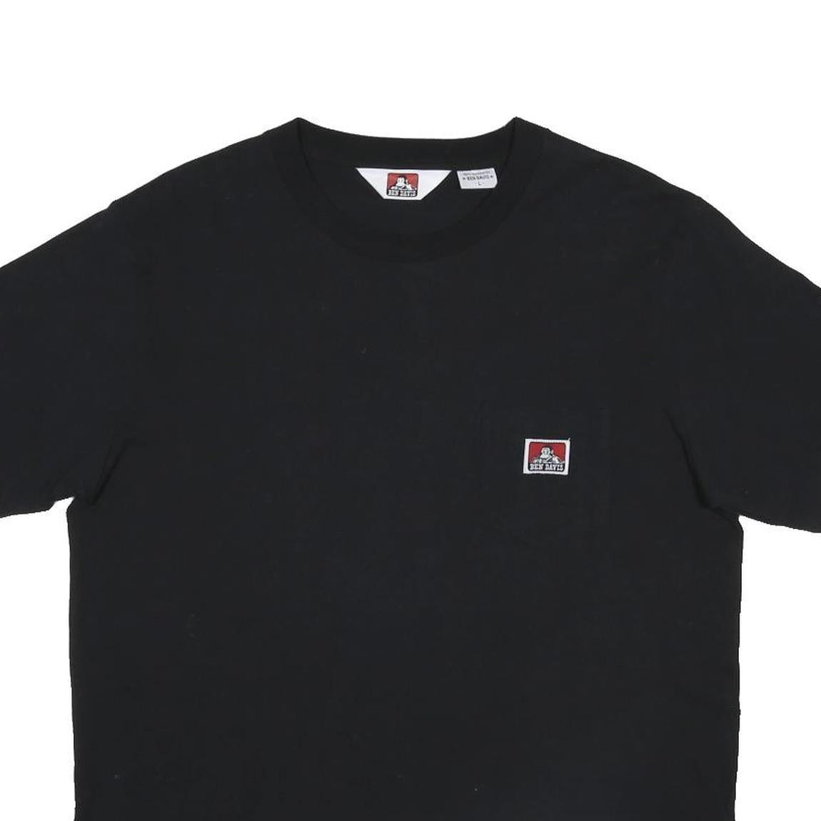 BEN DAVIS Mens Black Pocket T-Shirt L Short Sleeve Crew Neck Classic Cotton