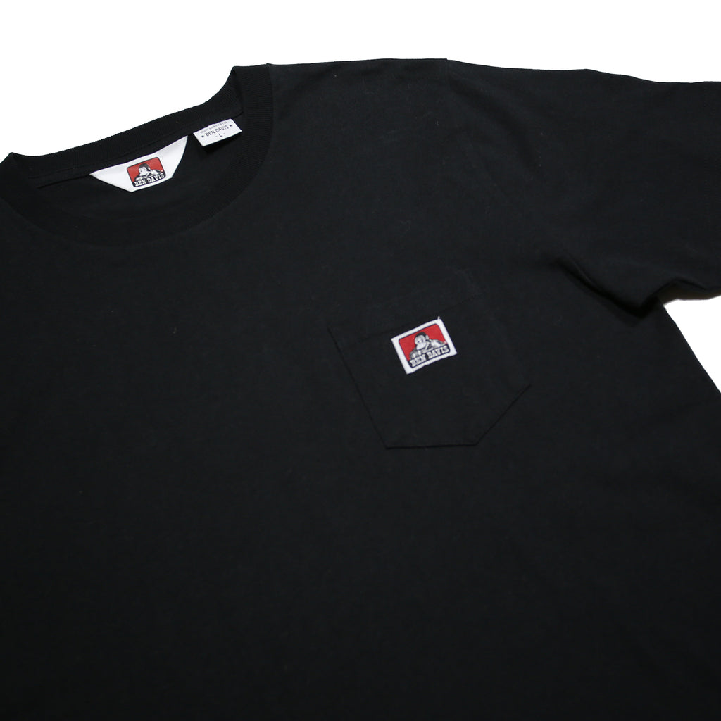 BEN DAVIS Mens Black Pocket T-Shirt L Short Sleeve Crew Neck Classic Cotton