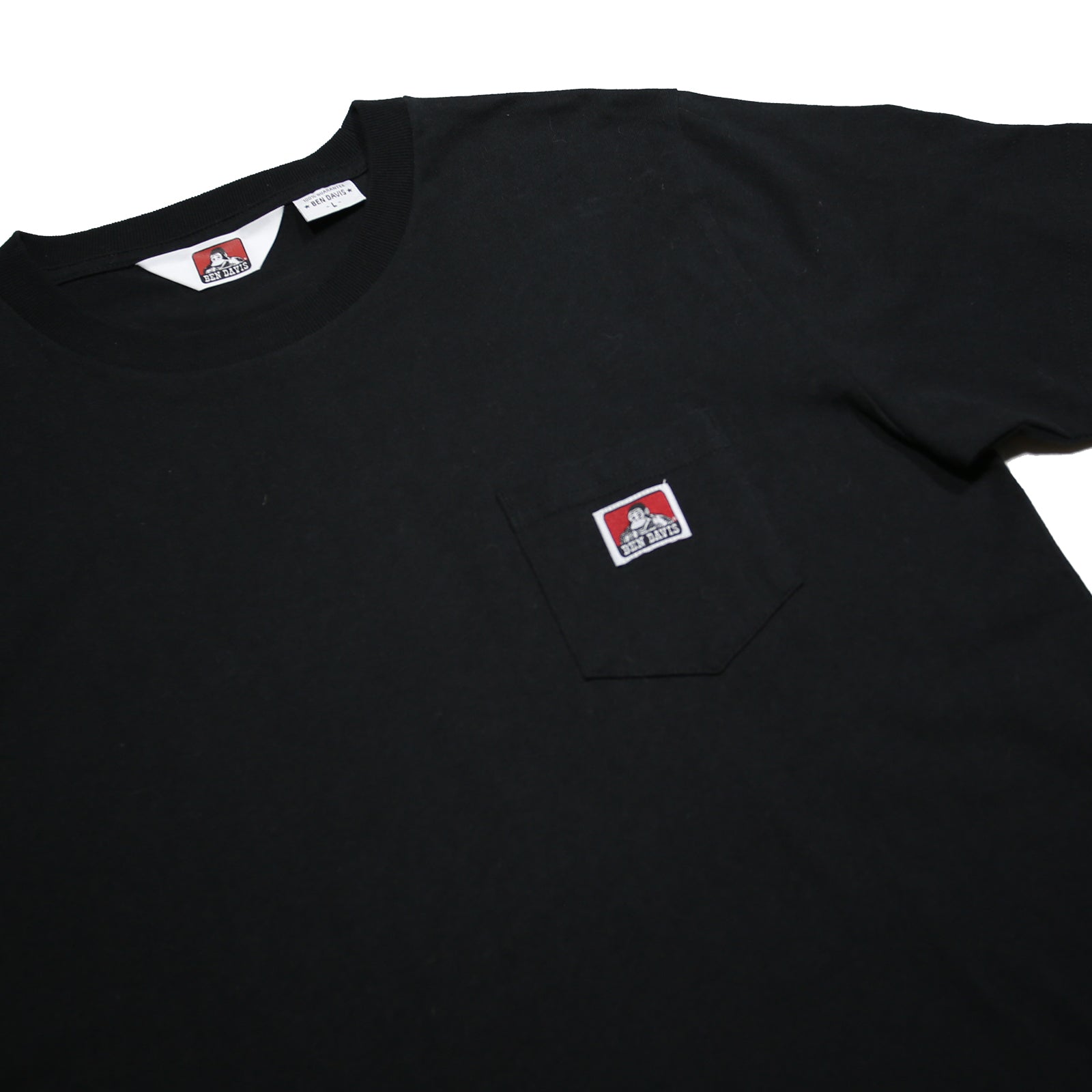 BEN DAVIS Mens Black Pocket T-Shirt L Short Sleeve Crew Neck Classic Cotton