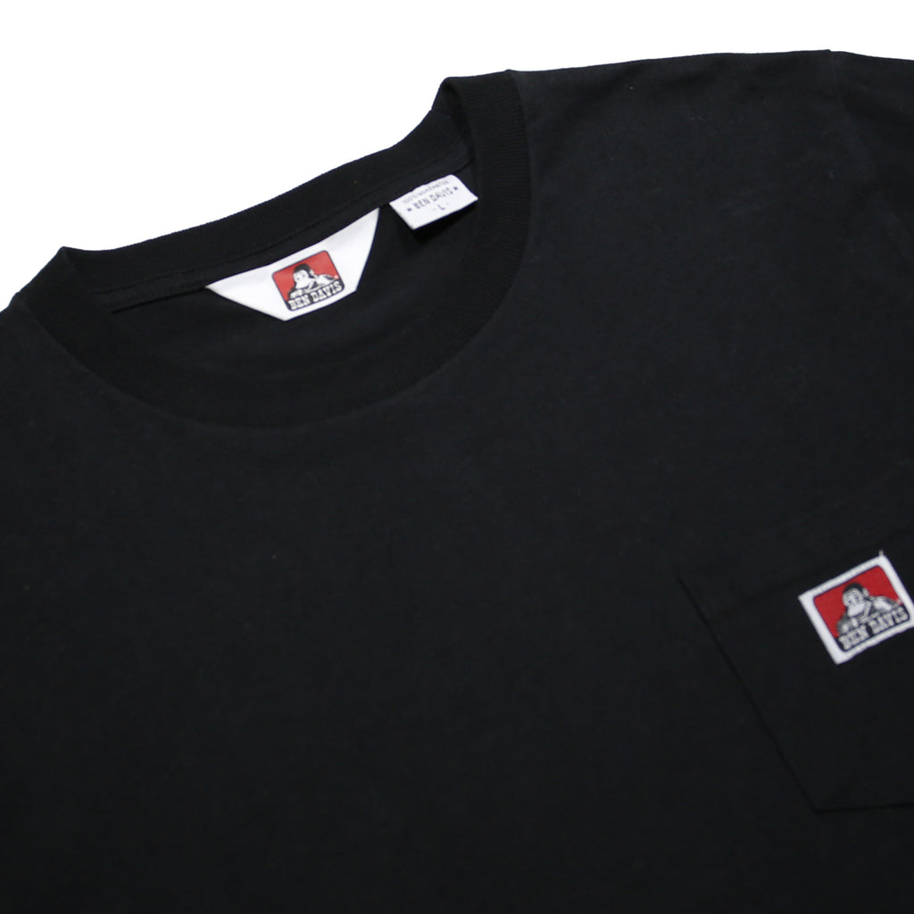 BEN DAVIS Mens Black Pocket T-Shirt L Short Sleeve Crew Neck Classic Cotton