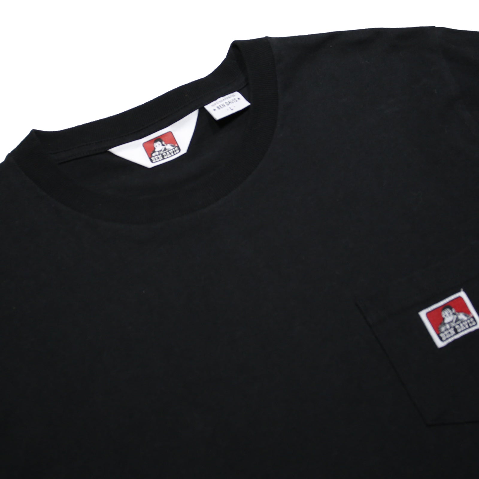BEN DAVIS Mens Black Pocket T-Shirt L Short Sleeve Crew Neck Classic Cotton
