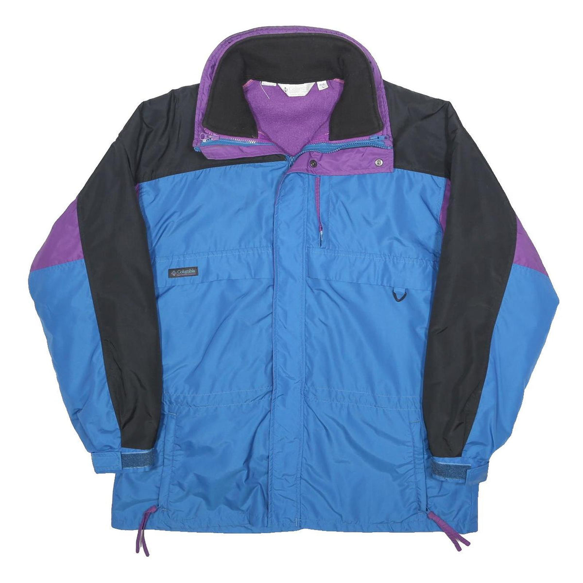 COLUMBIA Fleece Lined Mens Blue & Purple Black Nylon Zip Jacket L Outdoor