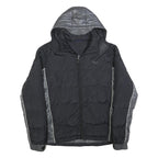 FILA Mens Black & Grey Puffer Jacket XL Polyester Zip Hooded Plain Sportswear