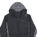 FILA Mens Black & Grey Puffer Jacket XL Polyester Zip Hooded Plain Sportswear