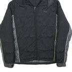 FILA Mens Black & Grey Puffer Jacket XL Polyester Zip Hooded Plain Sportswear