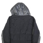 FILA Mens Black & Grey Puffer Jacket XL Polyester Zip Hooded Plain Sportswear