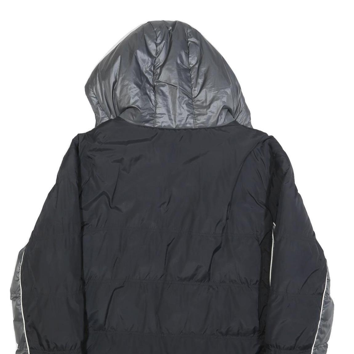 FILA Mens Black & Grey Puffer Jacket XL Polyester Zip Hooded Plain Sportswear