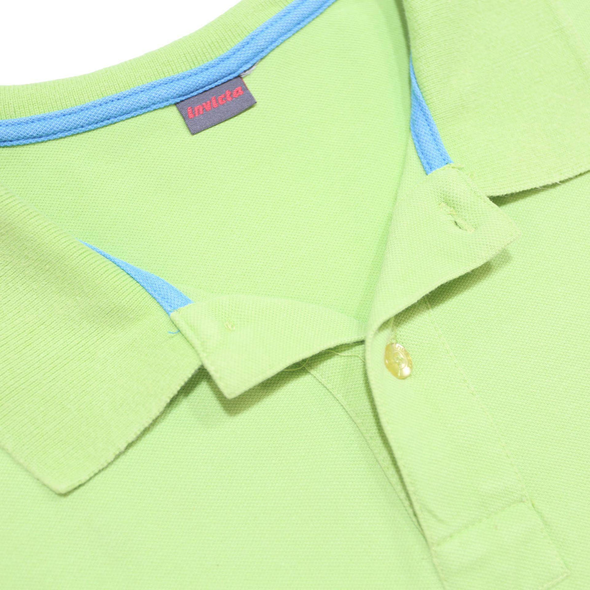 INVICTA Mens Green Short Sleeve Plain Polo Shirt L Cotton Blend Casual