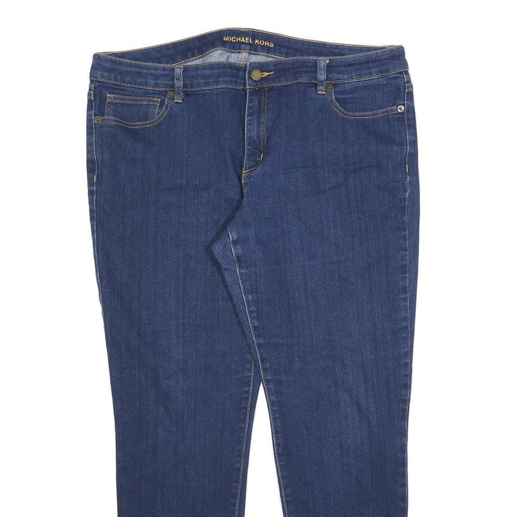 MICHAEL KORS Womens Slim Blue Denim Jeans W38 L28 Stretch Cotton Blend Zip